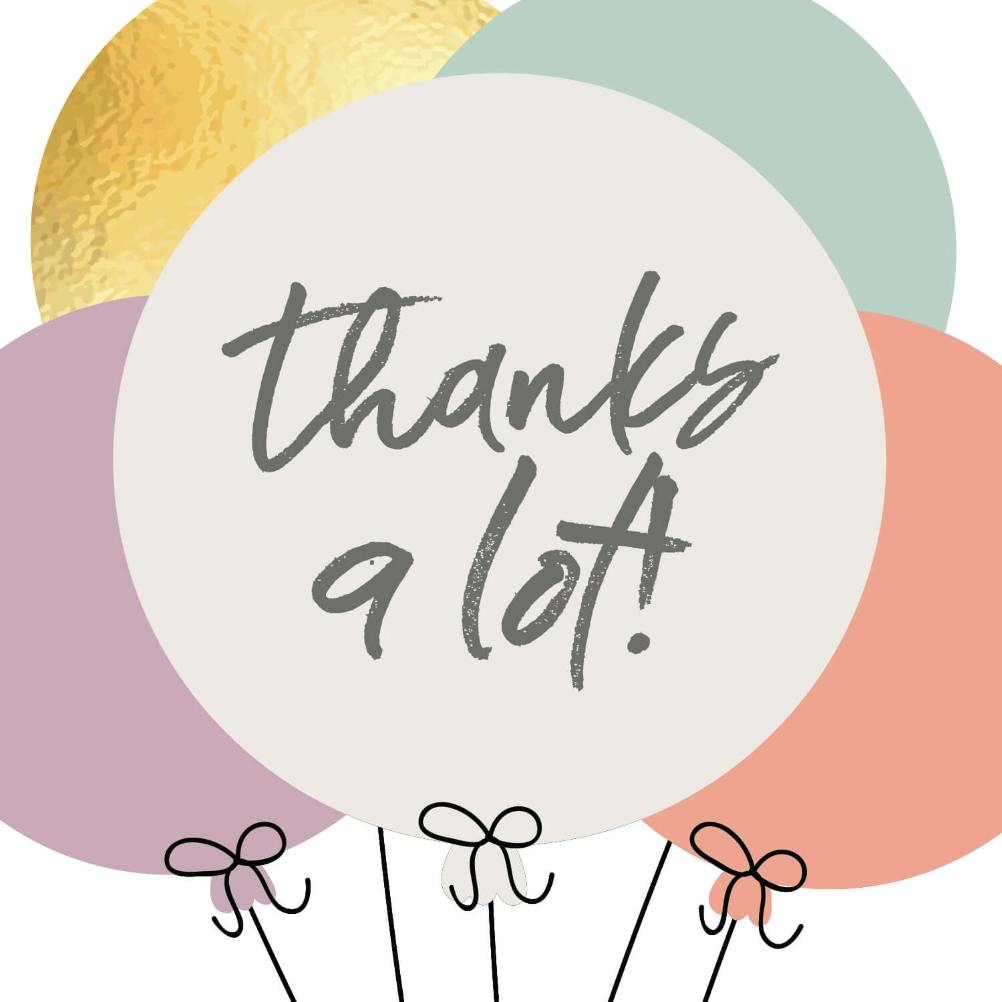 Cute balloons - baby shower thank you card