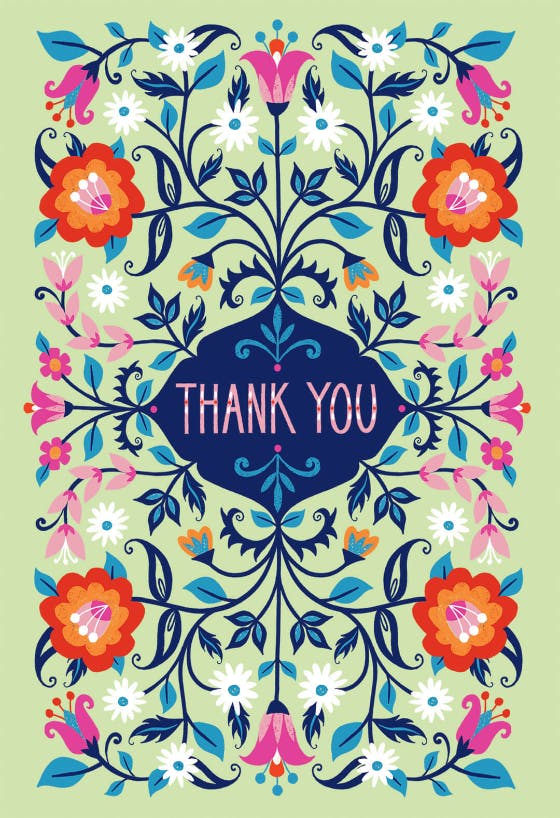 Batik blooms - thank you card