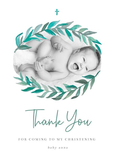 Bay laurel - baptism thank you card