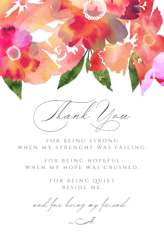 Blooming canopy - thank you card