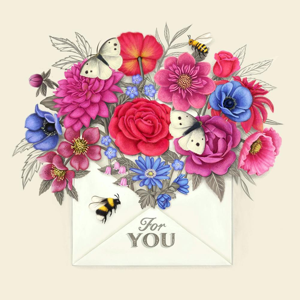Blossom envelope - happy anniversary card