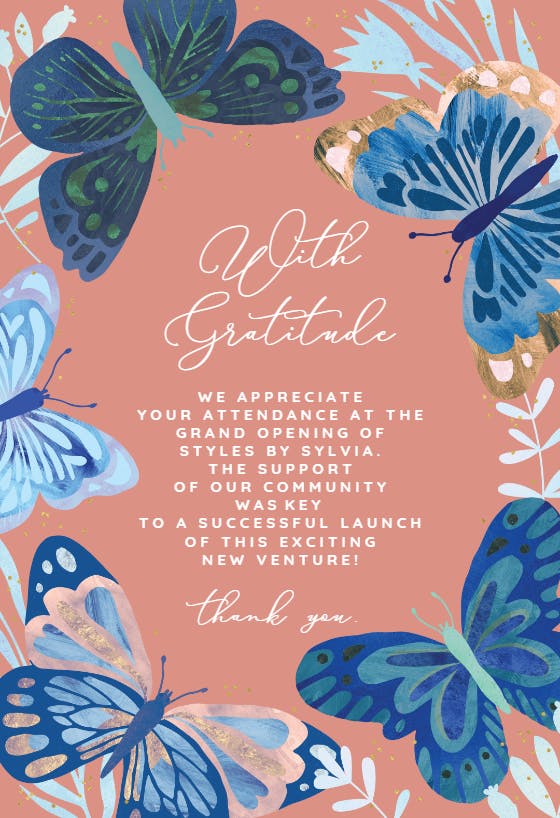 Blue butterflies -  tarjeta de agradecimiento