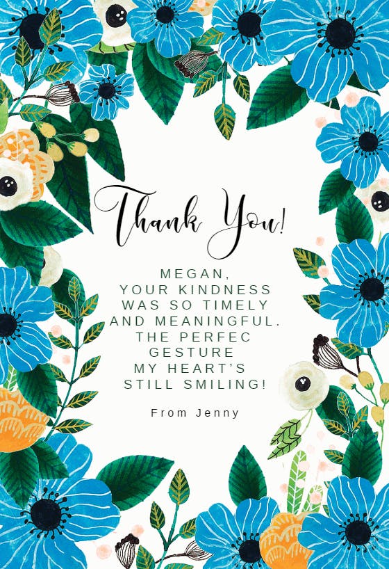 Blue petals - thank you card