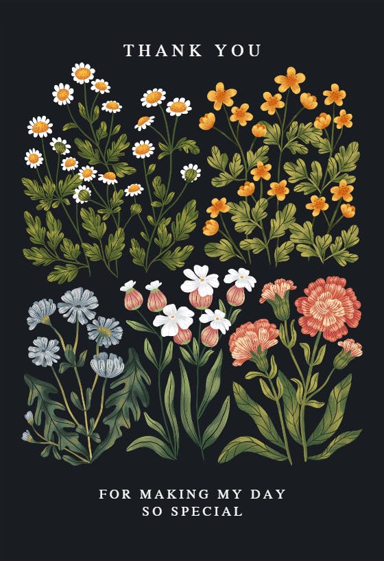 Botanical illustration - thank you card