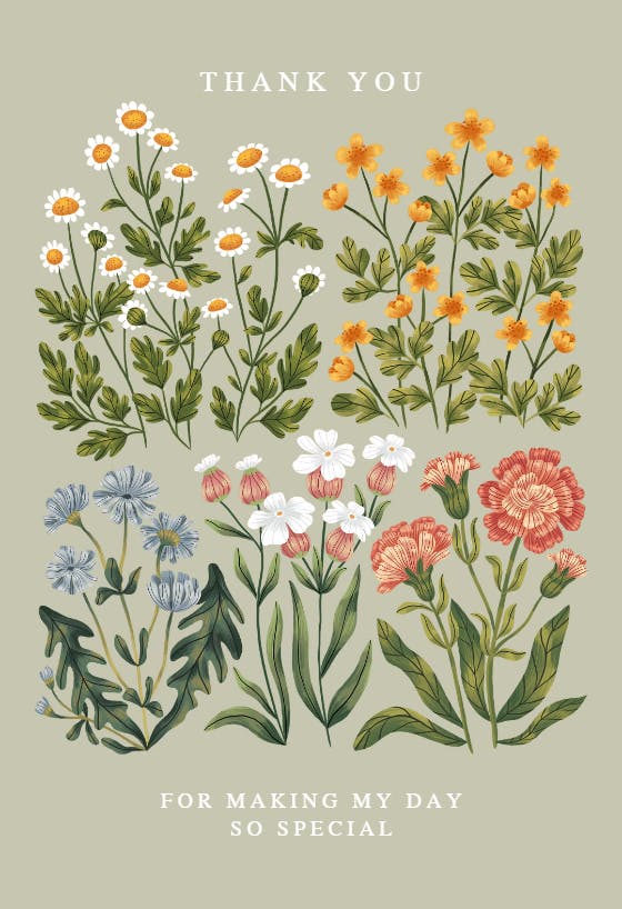 Botanical illustration -  tarjeta de agradecimiento