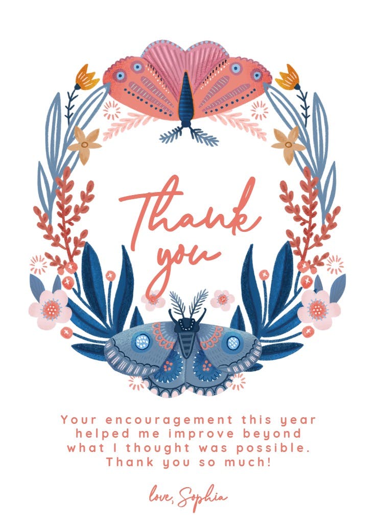 Butterfly wreath - thank you card