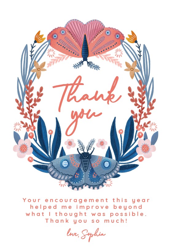 Butterfly wreath - thank you card