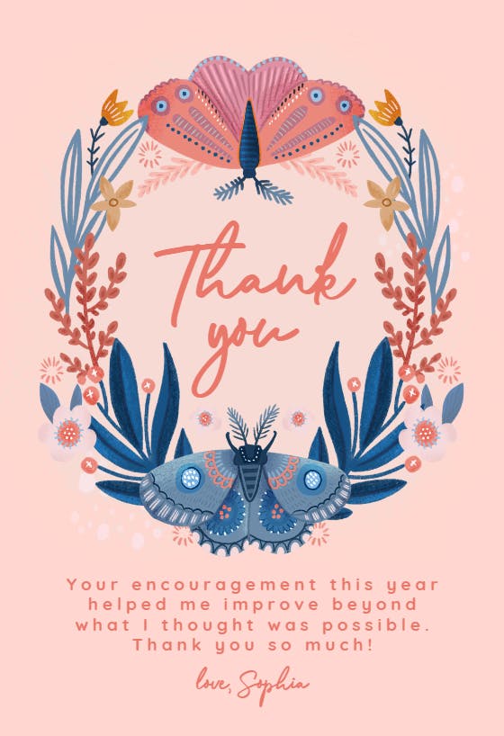 Butterfly wreath - thank you card