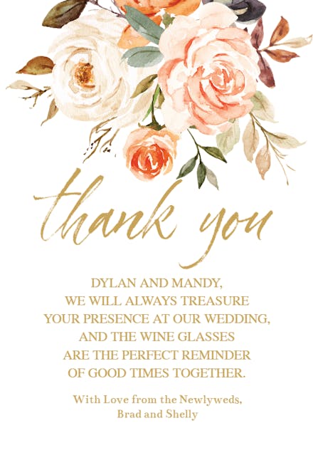 Romantic Floral Corner - Thank You Card Template | Greetings Island