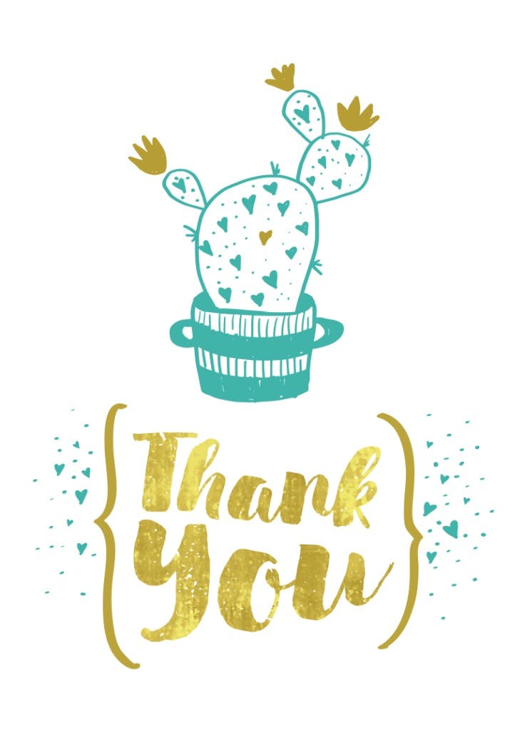 Caring cactus - thank you card