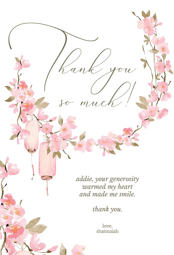 Cherry blossom - thank you card