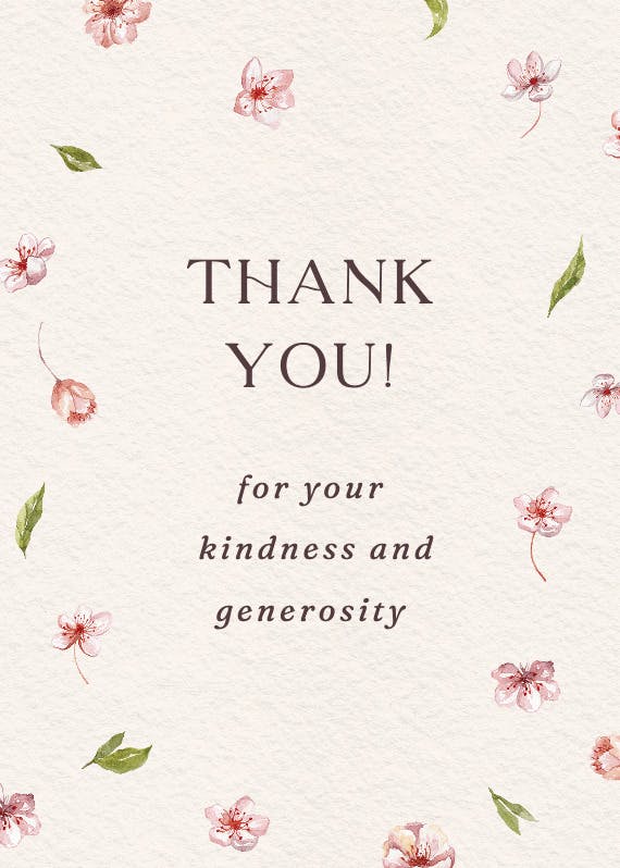 Cherry blossoms - birthday thank you card