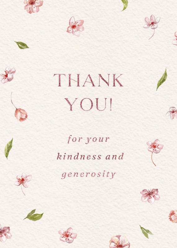 Cherry blossoms -  tarjeta de agradecimiento por el bautizo gratis