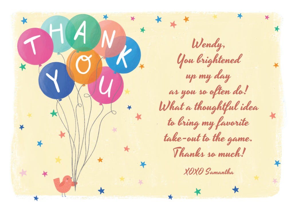 Chipper chirper - thank you card