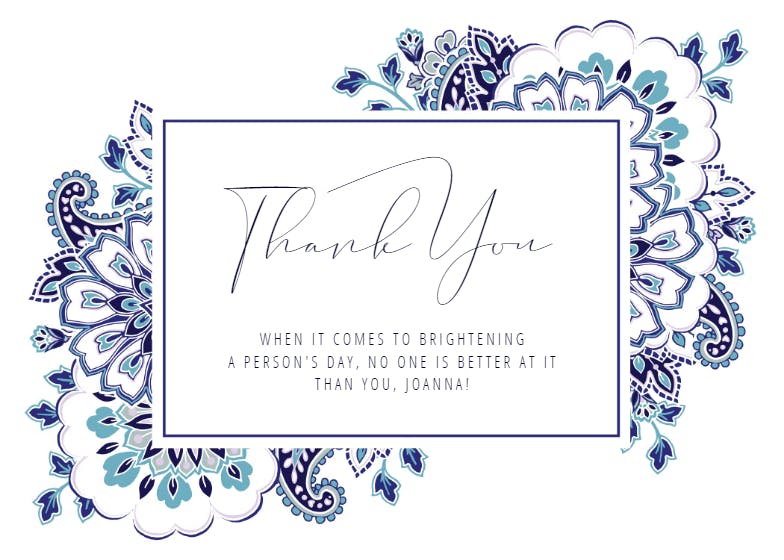 Colored paisley frame - thank you card