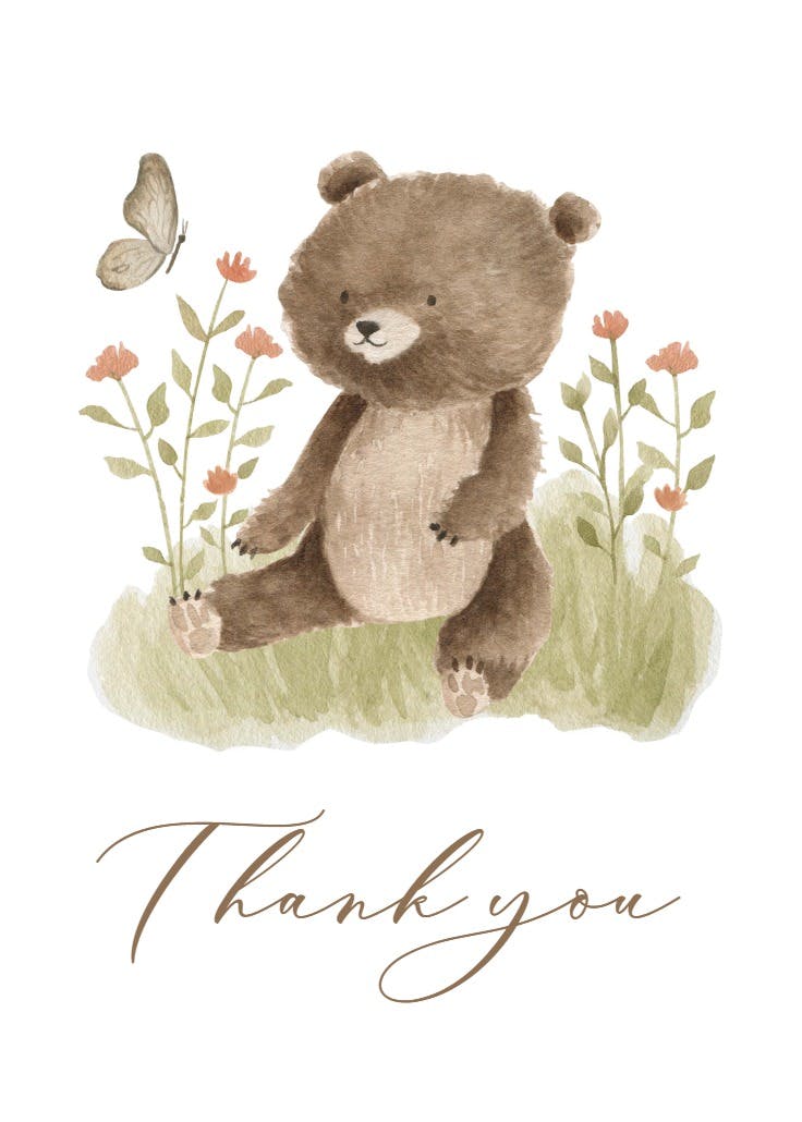 Cute teddy bear - thank you card