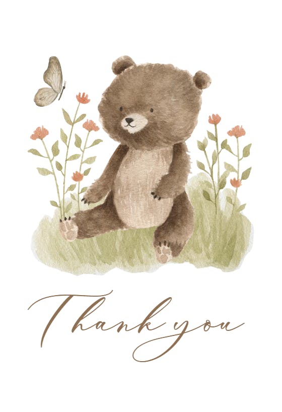 Cute teddy bear - thank you card