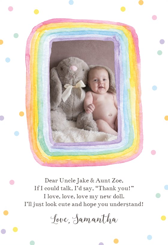 Cutie in colors - thank you card