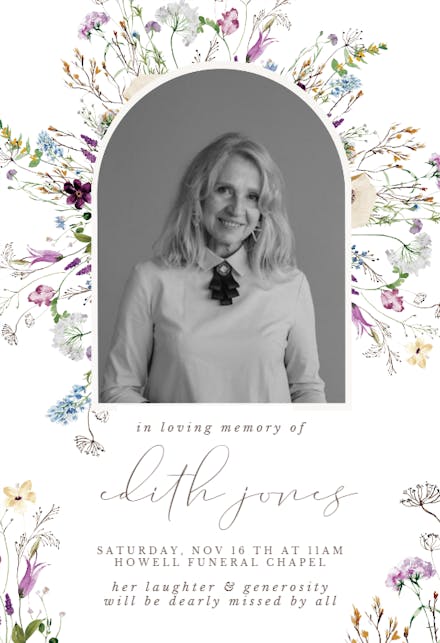 Dainty Wild Floral - Memorial Card