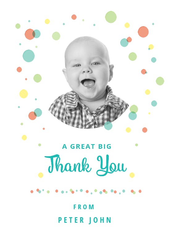 Dashing dots - baby shower thank you card
