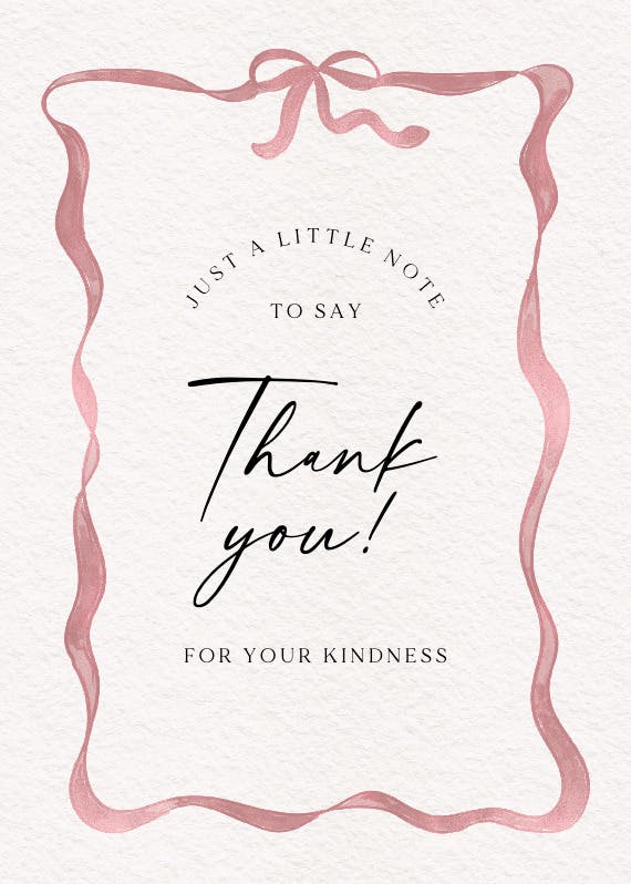 Delicate ribbon - baptism thank you card