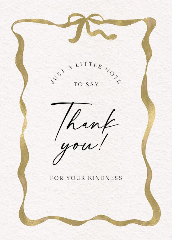 Delicate ribbon - baptism thank you card