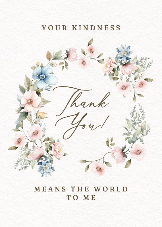 Delicate wreath - baby shower thank you card