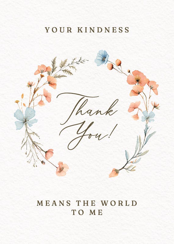 Delicate wreath - baby shower thank you card