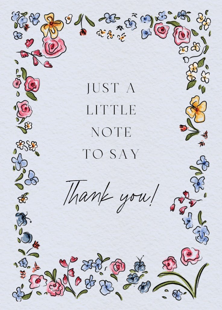 Doodle flowers - thank you card