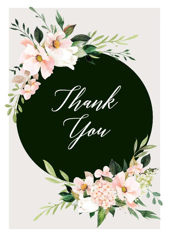 Elegant botanical wreath - baby shower thank you card