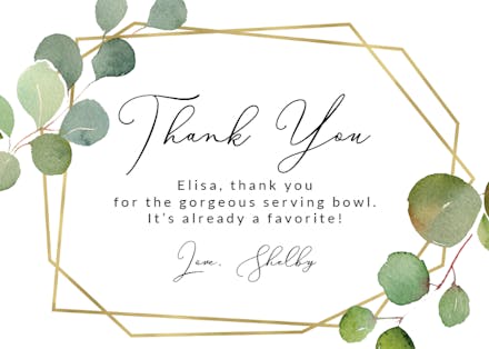 Eucalyptus Geo Frame - Thank You Card