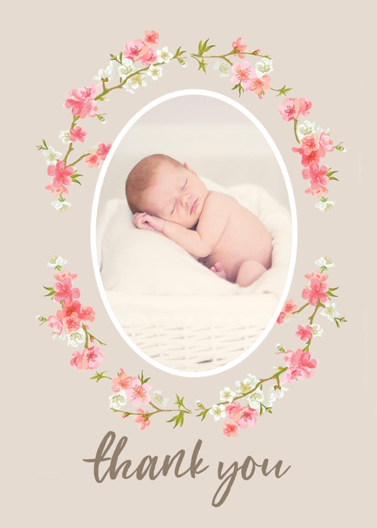 Floral baby - thank you card