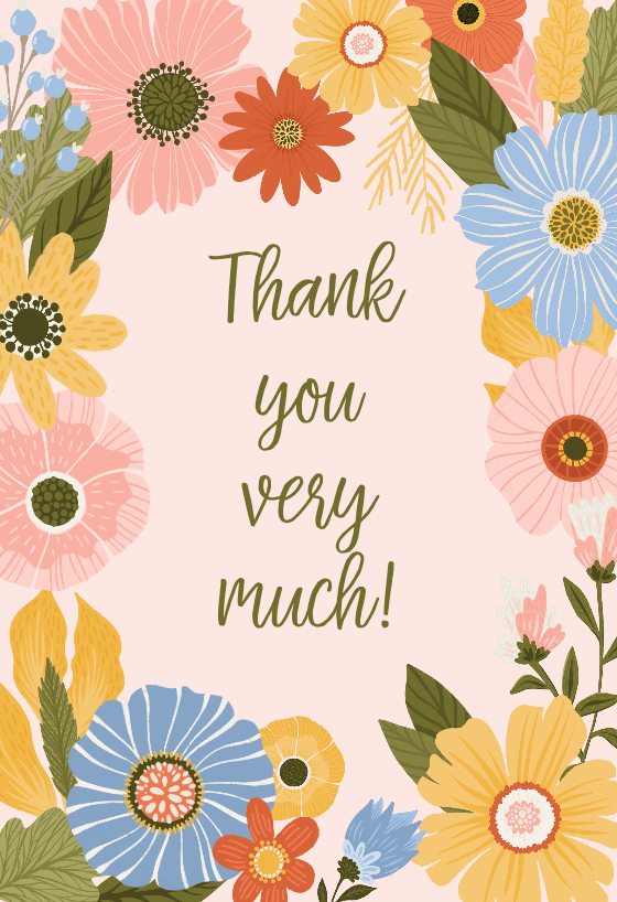 Floral Blooms Frame - Thank You Card Template (Free) | Greetings Island