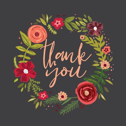 Floral Circle - Thank You Card Template (Free) | Greetings Island