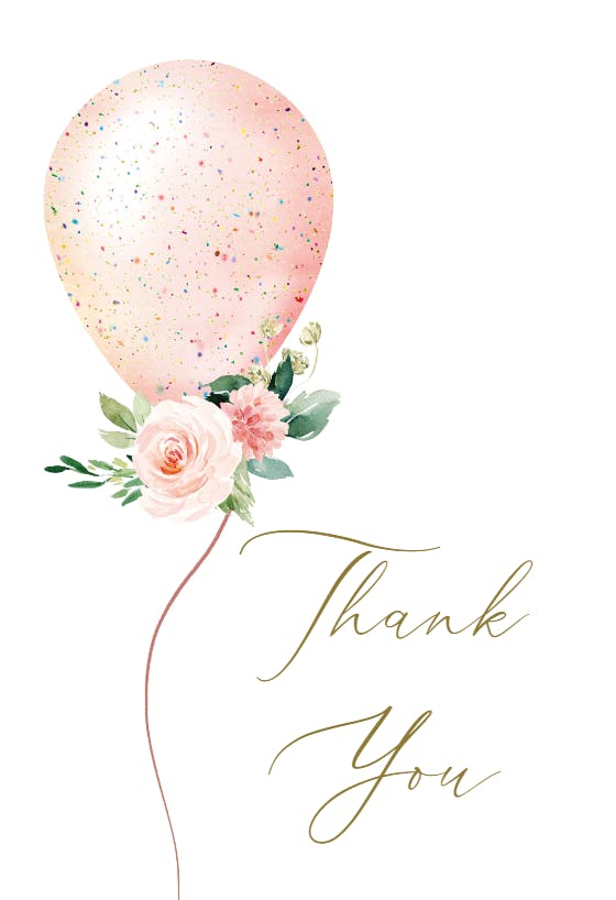 Floral glitter balloon -  tarjeta de agradecimiento por el bautizo gratis