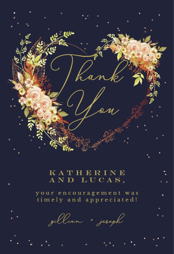 Floral heart - thank you card