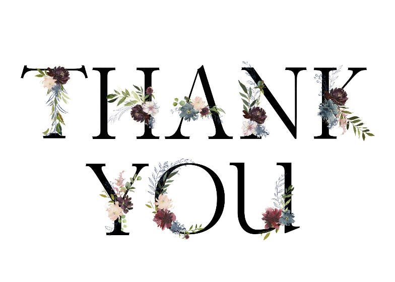 Floral letters - thank you card for teacher