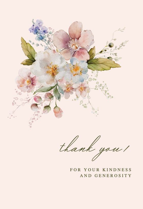 Floral painting - tarjeta de agradecimiento por la boda