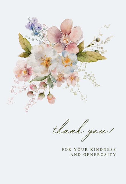 Floral painting - wedding thank you card