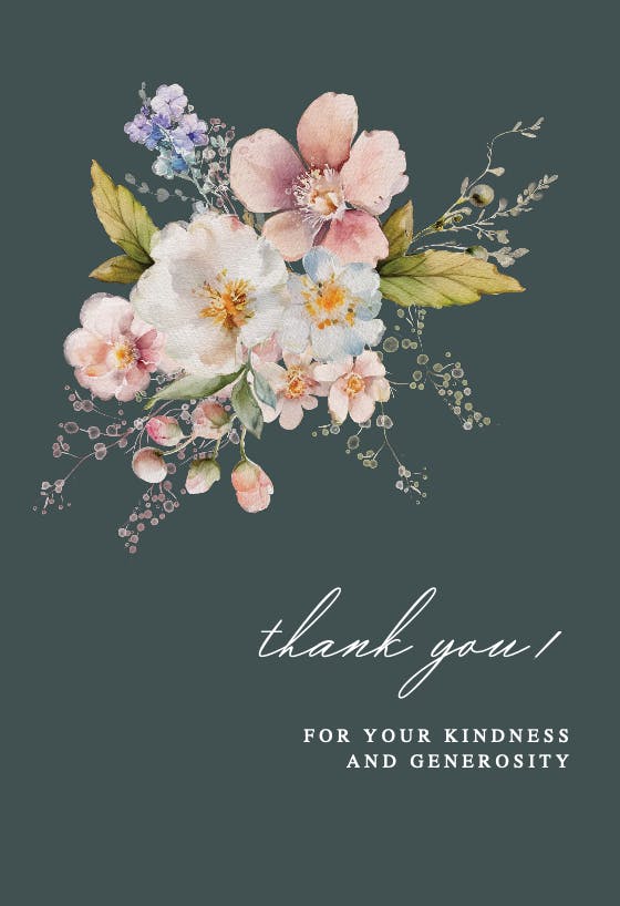 Floral painting - tarjeta de agradecimiento por la boda