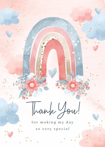 Pink Rainbow - Thank You Card Template | Greetings Island