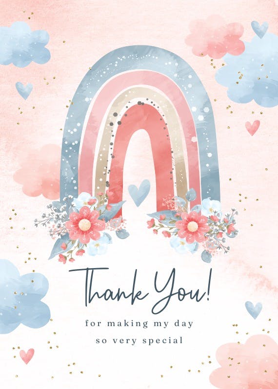 Floral rainbow - baby shower thank you card
