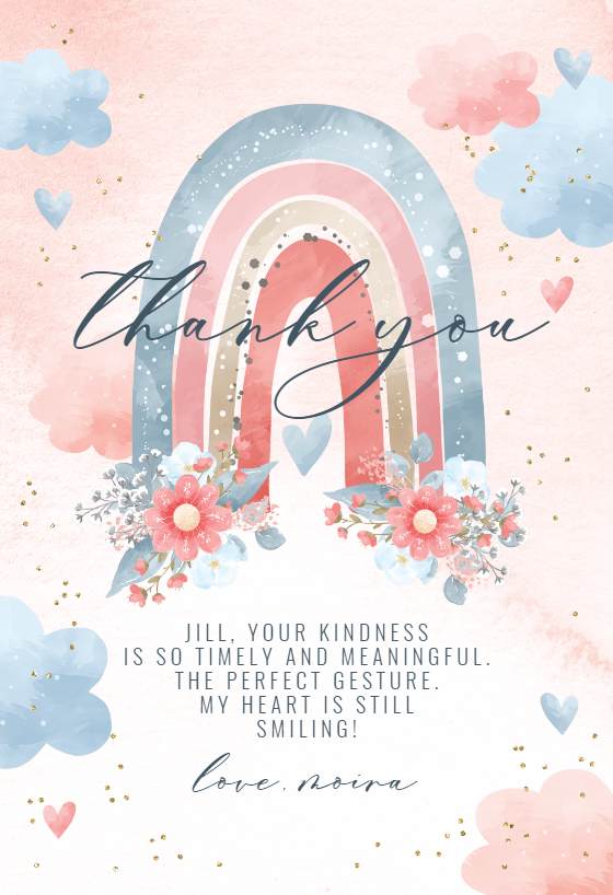 Thankful Rainbow Hearts - Thank You Card Template | Greetings Island