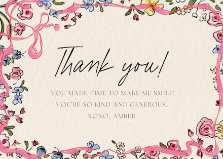 Flourished love - baptism thank you card