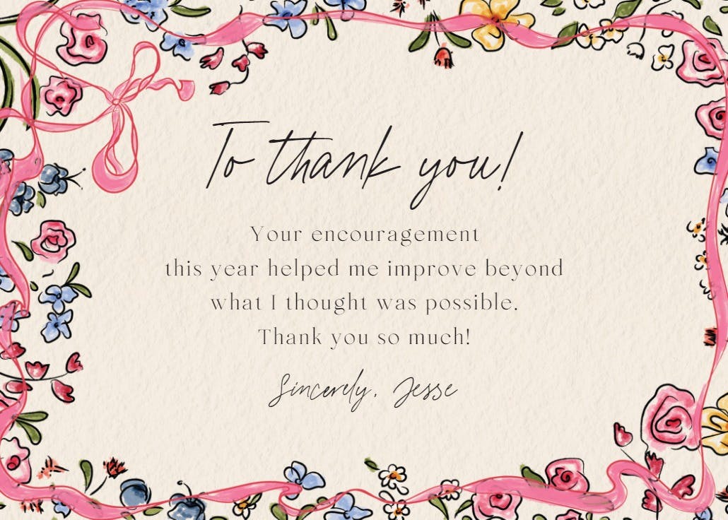 Flourishing love - baby shower thank you card