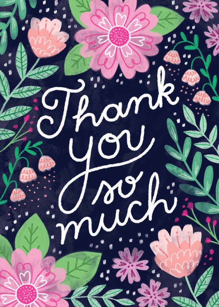 Flowers in the night - thank you card