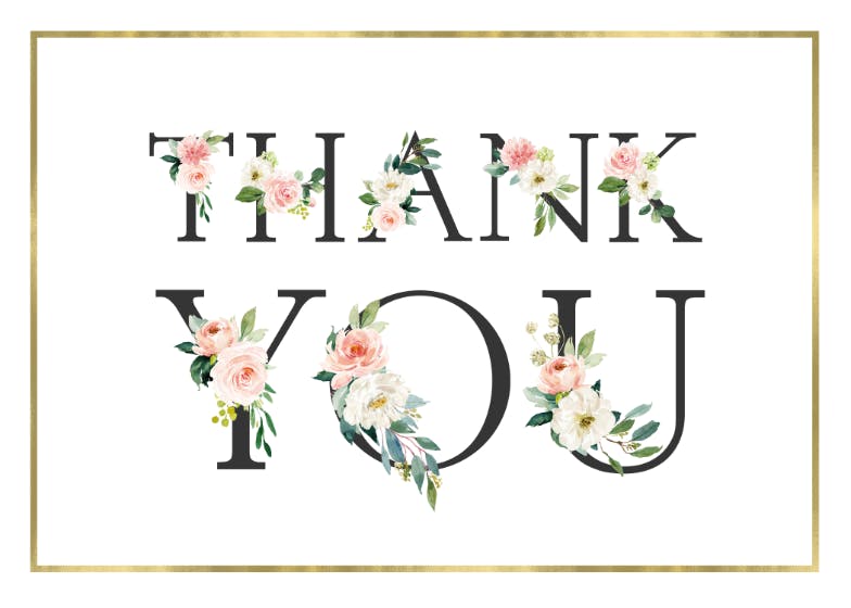 Frame and floral - wedding thank you card