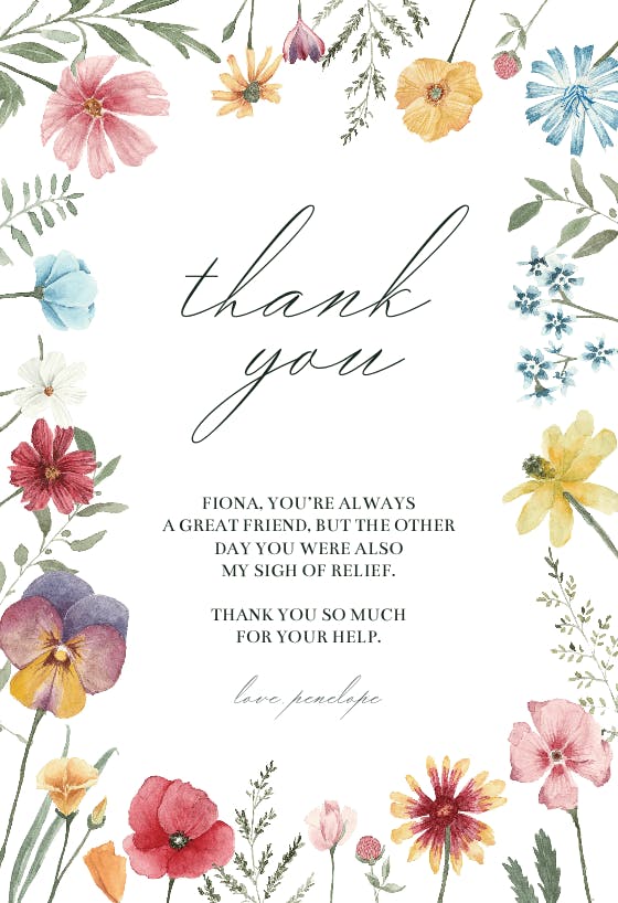 Fresh meadow flowers - thank you card