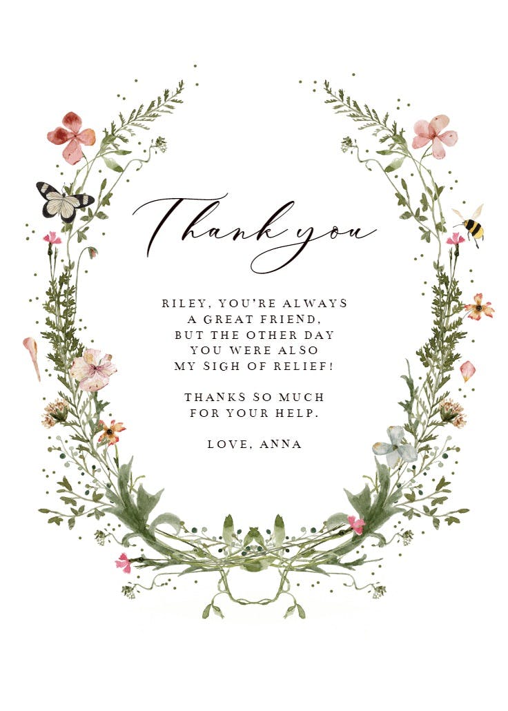 Fresh spring wreath - thank you card
