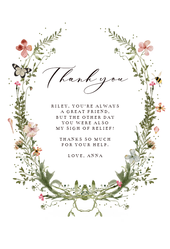 Fresh Spring Wreath - Thank You Card | Greetings Island